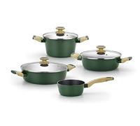 MONIX Amazonia | Batería 7 Piezas Aluminio FORJADO, Antiadherente, reforzado con titanio sin pfoa, apta para todo tipo de cocinas e inducción