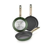 MONIX Amazonia | Set 3 sartenes 18-22-26 cm aluminio forjado | Antiadherente, reforzado con titanio sin pfoa, apta para todo tipo de cocinas e inducción