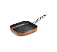 Monix Copper - Sartén antiadherente parrilla Grill en aluminio forjado con rayas. 28 cm. Para cocina de gas, vitro o inducción