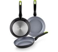 Monix Eco Nature - Set 3 Sartenes, Lote 18, 22 y 26 cm, Aluminio Forjado, Antiadherente Cerámico, Durabilidad, Mango Ergonómico