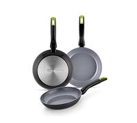 Monix Eco Nature | Set de sartenes 18-22-26 cm, aluminio forjado reciclado, cerámica antiadherente reforzada, apta para todo tipo de cocina e inducción