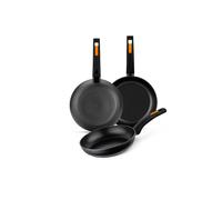 Monix Fuego - Set 3 Sartenes, Lote 18, 22 y 26 cm, Antiadherentes, Aluminio Forjado, Cocina de Inducción, Gas y Vitrocerámica