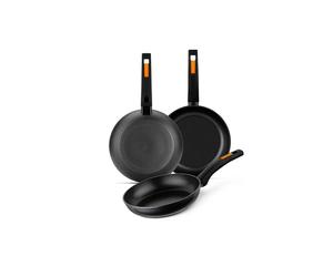 Monix Fuego - Set 3 Sartenes, Lote 20, 24 y 28 cm, Antiadherentes, Aluminio Forjado, Cocina de Inducción, Gas y Vitrocerámica