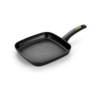 Monix Green | Grill 28 cm con rayas, aluminio forjado, mango de baquelita termoresistente, apta para todo tipo de cocinas incluida inducción