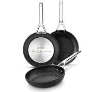 Monix Mineral - Set 3 Sartenes, Lote 20, 24 y 28 cm, Aluminio Forjado, Cocina Gas, Vitrocerámica Inducción, Textura Rugosa