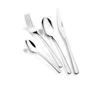 MONIX Pisa | Set de cubiertos de 24 piezas con cuchillo chuletero | Acero Inoxidable 18/10, diseño contemporaneo, acabado pulido brillante, espesor 3 mm (6 comensales)