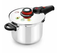 MONIX Selecta Olla a presión rápida 4 litros con Sistema de selección de Alimentos y Cierre automático, Acero Inoxidable 18/10, Plata