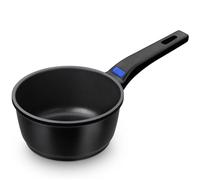 Monix Solid Plus - Cazo 16 cm de aluminio fundido antiadherente negro. Cazuela de cocina Apto para gas, inducción, vitrocerámica