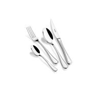 Monix Vicenza Set de cubiertos de 24 piezas con cuchillo chuletero, cucharas, tenedor, cucharilla postre acero inoxidable pulido