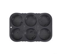 Moño de silicona para hamburguesas con 6 cavidades, sin pan, para hornear bollos de hamburguesa y otros productos horneados con material flexible y ventilación para resultados consistentes