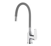 Monomando fregadera caño goma flexible gris