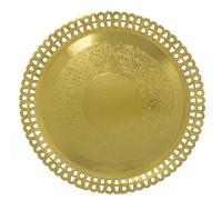 MONOUSO | Plato de Cartón Redondo Blonda Dorado 23cm (50 Uds) Gold
