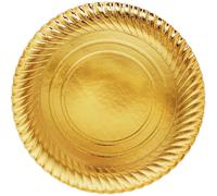 MONOUSO | Plato de Cartón Redondo Dorado 30 cm (5 Uds) Gold
