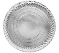 MONOUSO | Plato de Cartón Redondo Plateado 30cm (5 Uds) Gray