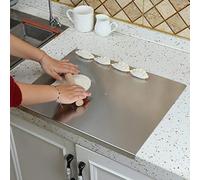 Monozoz 40 0 cm/50 x 40 cm Tabla de cortar con, gran tabla de hornear de acero inoxidable, herramienta de cocina multifuncional para pan, amasar masa, carne, pizza