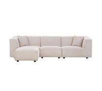 Monroe Sofá De 3 Plazas + 1 Puf Modular De Terciopelo Beige