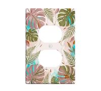 Monstera - Placa de pared dúplex para toma de corriente, diseño tropical de helecho natural de vid de helecho verde de verano, placas de pared de tamaño estándar para enchufes eléctricos para