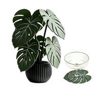 Monstera - Posavasos para plantas, salvamanteles huecos de follaje Monstera | Posavasos de mesa de centro para mesa de comedor, fiesta, interior, exterior, patio, primavera, escritorio de verano, hogar