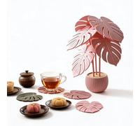 Monstera - Posavasos para plantas, salvamanteles huecos de follaje Monstera | Posavasos de mesa de centro para mesa de comedor, fiesta, interior, exterior, patio, primavera, escritorio de verano, hogar
