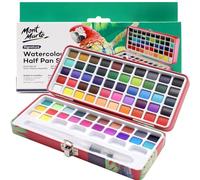 Mont Marte Juego de acuarela Signature 73 piezas, incluyendo 50 colores brillantes y 22 colores metálicos con acabado translúcido, ideal para artistas, aficionados y adultos, con recipientes para