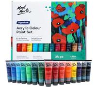 MONT MARTE Juego de pintura acrílica de 24 colores, 36 ml, perfecto para lienzo, madera, tela, cuero, cartón, papel, MDF y manualidades