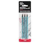 Mont Marte Lapices Carboncillo - 3 piezas - Carbón Negro con diferentes grados de dureza - Lápices de Carbón ideales para dibujos impresionantes - Perfecto para Principiantes, Profesionales y Artistas