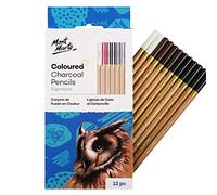 MONT MARTE Lapices Carboncillo de Color - 12 piezas - Carboncillo para el arte - Lápices de dibujo, plumas de artista - Ideal para dibujos impresionantes - Perfecto para Principiantes, Profesionales