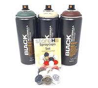 Montana Black - Juego de botes de espray (camuflaje, 10 cabezales de pulverización, 3 x 400 ml)