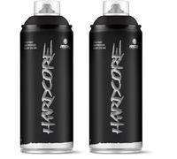 Montana Colors MTN Hardcore Negro Satinado, Spray 400ml (Paquete de 2)
