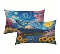 Montaña Fundas Cojines 70x90 Terciopelo Juego de 2, Lujosas Funda Cojin Paisaje Súper Suaves y Cómodas, Funda de Almohada con Cremallera Oculta, Durable y Fácil Cuidado, para Sofá, Cama, Silla S6-914
