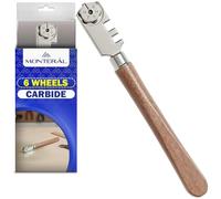 MONTERAL Cortador de Vidrio Profesional 130 mm con 6 Ruedas de Carburo | Corta Cristales Profesional con Profundidad de Corte Ajustable - Cortador Cristal con Mango de Madera Ergonómico - MONTERAL