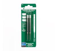 Monteverde - Recambio de gel con punta de cerámica para bolígrafos Parker sin capuchón (punta gruesa, 2 unidades), color azul y negro