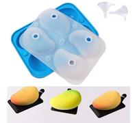 Montidey Molde de 4 agujeros en forma de mango 3D para pasteles, pudín de frutas, bandeja de hielo, gelatina, pastelería, helado, mousse, moldes para hornear pasteles