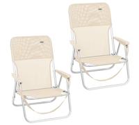 MONTY Pack 2 Sillas Playa Plegables Beige, Ligera, Bajas y Fijas | De Aluminio con respaldo-asiento de textileno transpirable, con asa para fácil transporte. Tubo de 19 mm. De 54x40x71 cm.