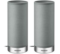 Monzana 2x Lámparas de Mesita de Noche LED Táctil Dormitorio Escritorio E14 Atenuable Níquel Satinado Gris