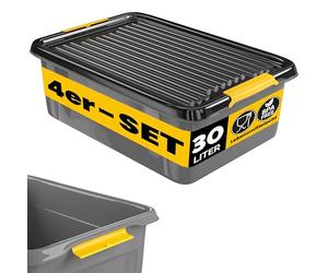 Monzana® 4x Cajas de Almacenaje con Tapa 30L Apilables para Alimentos sin BPA Cierre Clic Bodega Taller Garaje