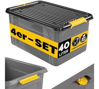 Monzana® 4x Cajas de Almacenaje con Tapa 40L Apilables para Alimentos sin BPA Cierre Clic Bodega Taller Garaje