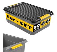 Monzana® 6x Cajas de Almacenaje con Tapa 30L Apilables para Alimentos sin BPA Cierre Clic Bodega Taller Garaje
