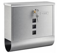 MONZANA® Buzón de Acero Inoxidable Pared Buzones de Correos Cartas Individual Porta-Periódicos 2 Llaves Plata