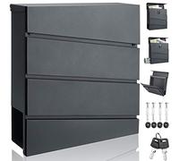 MONZANA® Buzón de Correos Exterior de Acero Individual Pared Portaperiódicos Montaje Fácil Antracita