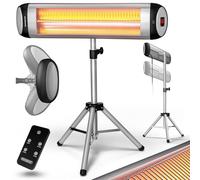 MONZANA® Calefactor por Infrarrojos Exterior Terraza 2500W 3 Temperaturas Estufa Mando a Distancia Altura 110-175cm