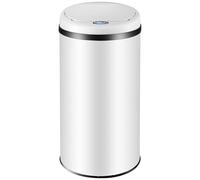 Monzana® Cubo Basura Cocina 30L Tapa Automática con Sensor Silencioso Acero Inoxidable Resistente al Agua Anillo Sujeción Cable USB Contenedor Residuos Papelera Oficina Baño Blanco