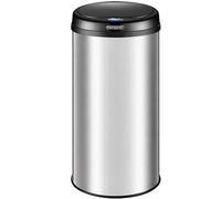 Monzana® Cubo Basura Cocina 40L Tapa Automática con Sensor Silencioso Acero Inoxidable Resistente al Agua Anillo Sujeción Cable USB Contenedor Residuos Papelera Oficina Baño Plata