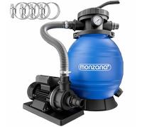 MONZANA Depuradora Piscina 10.200 L/h | Filtro Arena 35.000L, Adaptador Ø32-38mm, Indicador Presión, 400W Bomba, Válvula 7 Funciones Filtrado, Depósito 25L