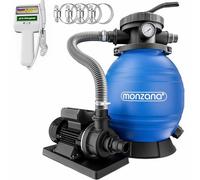 MONZANA® Depuradora Piscina 10.200L/h Filtro de Arena Autocebante Válvula 7 Funciones Filtrado 450W Adaptador Ø32-38mm incl. Medidor Cloro y PH Bomba Indicador de Presión