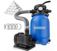 MONZANA Depuradora Piscina 5000 L/h | Filtro Arena 15.000L, Bolas Filtro, Válvula 7 Funciones Filtrado, Adaptador Ø32-38mm, 180W Bomba, Indicador de Presión