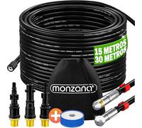 MONZANA® Manguera Limpieza Tuberías Set Premium 30M 200Bar 3 Adaptadores 2 Boquillas Compatible con Kärcher
