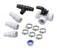 MONZANA® Juego de Bypass Piscina 12 Pzs. Válvula de 3 Vías Conector Ø 32/38mm 6 Abrazaderas de Manguera 8m Cinta Sellado Depuradoras Calefacción Piscina Bomba de Calor Calefacción Solar