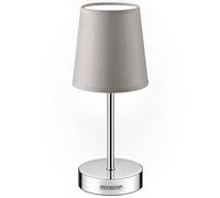 MONZANA® Lámpara de Mesita de Noche, Escritorio Dormitorio, Iluminación, Pantalla de Tela, Lámpara de Mesa Pequeña Salón, Altura 32cm, 1 Unidad, Lectura, Casquillo E14, Topo