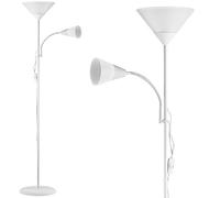 Monzana® Lámpara de Pie Lectura 175cm Salón Sofá Comedor Brazo Flexible Luz de Techo Color Blanco